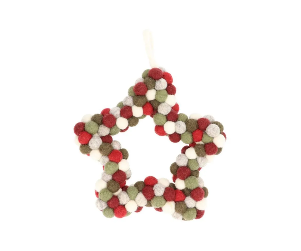 Adorno Navidad Corona Star Pompones Claus