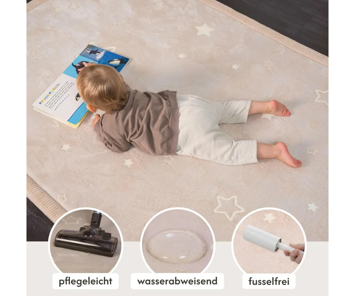 Alfombra Infantil Brilla en la Oscuridad Stars 170 x 120 cm
