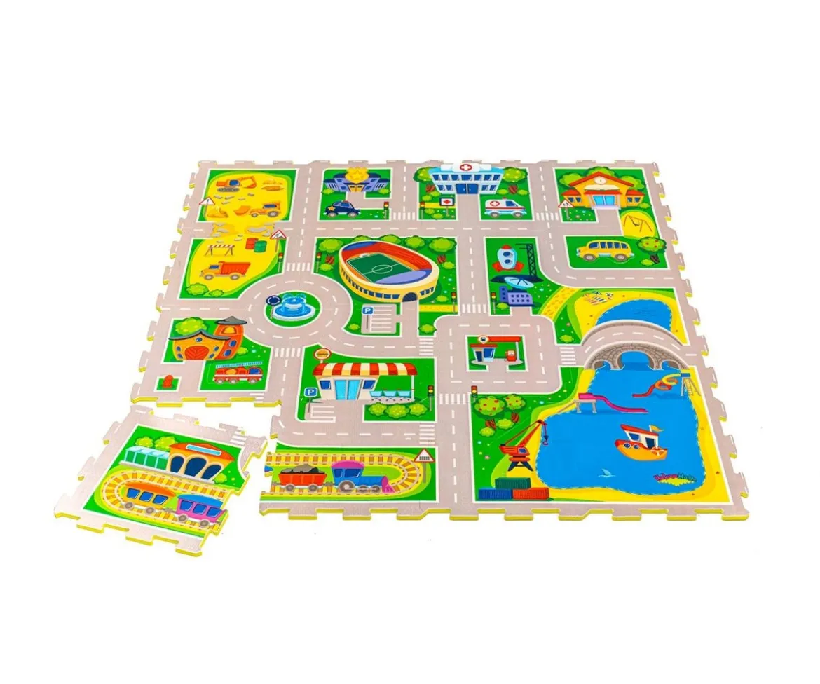 Alfombra Puzzle Ciudad 120 x 120 cm