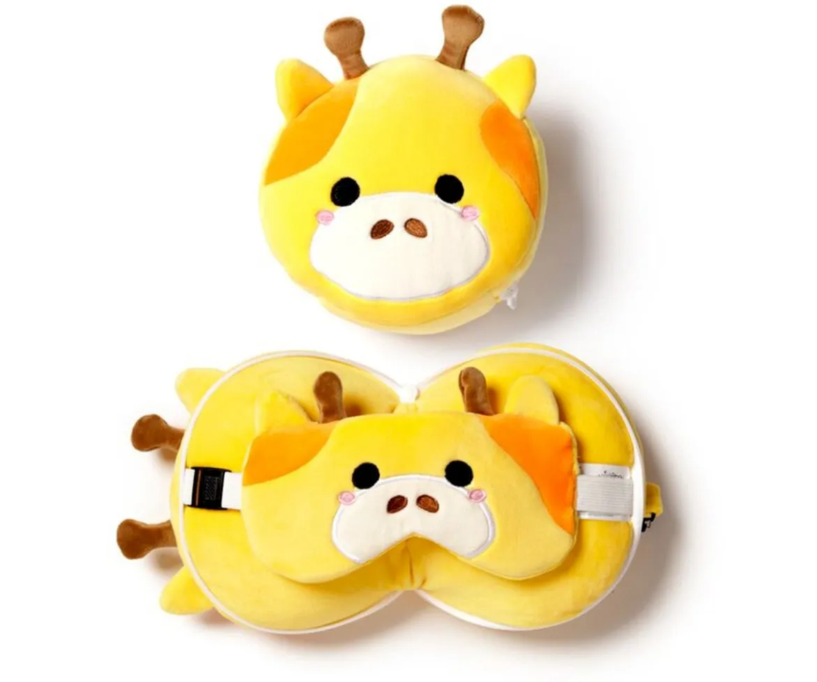 Almohada de Viaje con Antifaz Relaxeazzz Jirafa