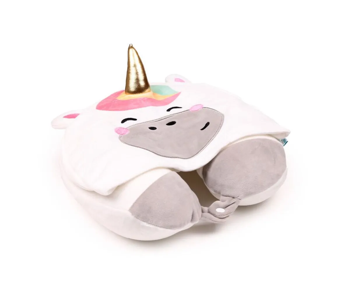 Almohada de Viaje con Memoria y Capucha Hoodeazzz Astra El Unicornio