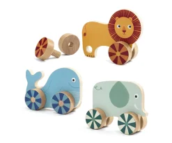 3 Animalitos con Ruedas de Madera