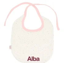 Babero Algodón Rainbow Dots Rosa Personalizable