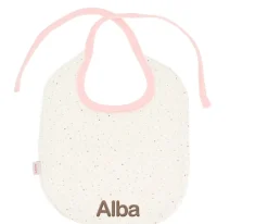 Babero Algodón Rainbow Dots Rosa Personalizable