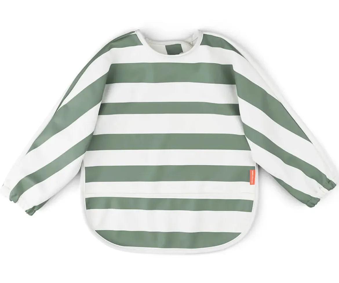 Babero con Mangas Rayas Verde 6-18m Personalizable