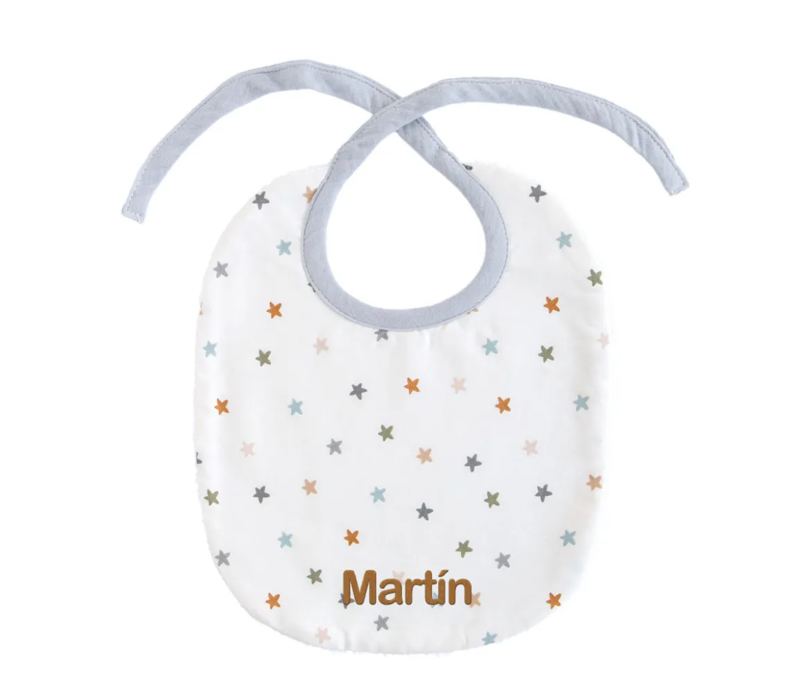 Babero Little Stars Blue Personalizable