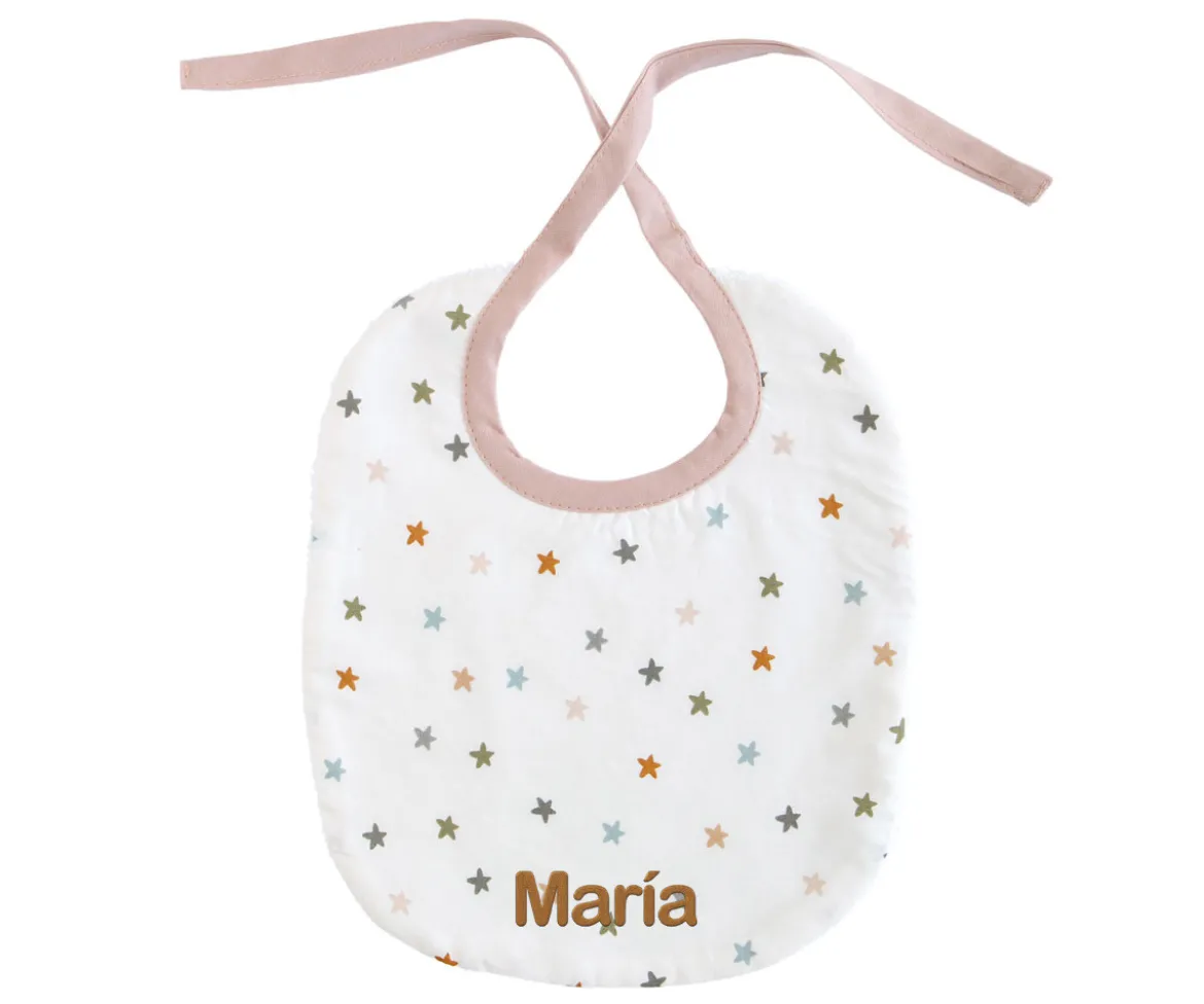 Babero Little Stars Pink Personalizable