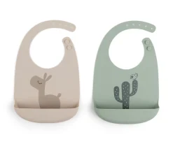 2 Baberos Silicona Lalee Sand/Verde