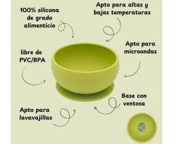 Bol con Ventosa Silicona Dinosaurio