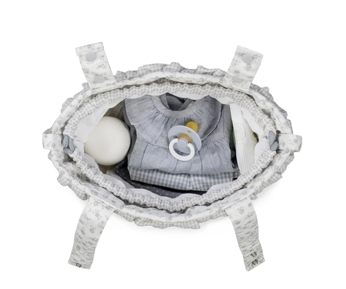 Bolsa Bucket Little Bloom Flor Gris