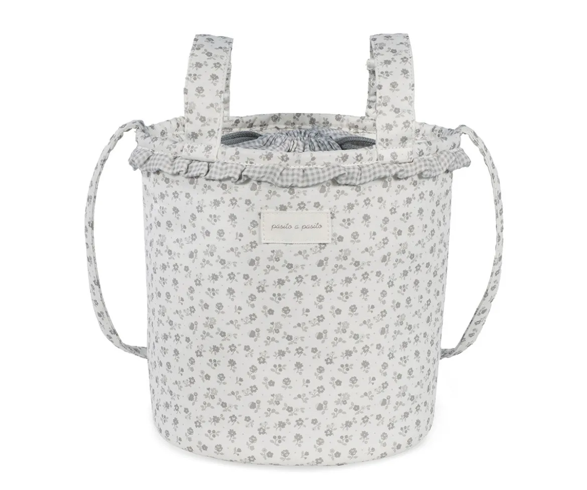 Bolsa Bucket Little Bloom Flor Gris