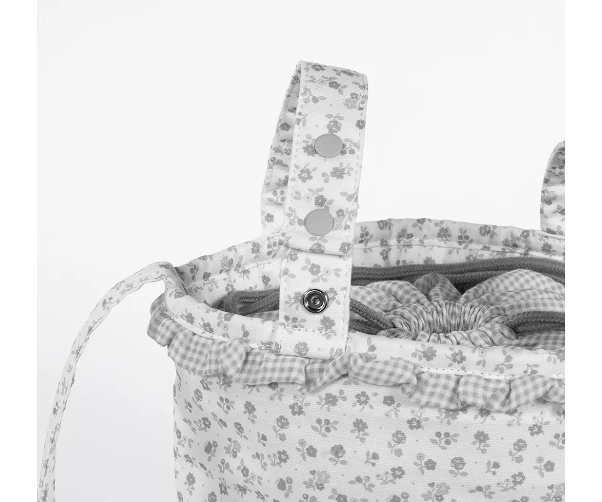 Bolsa Bucket Little Bloom Flor Gris