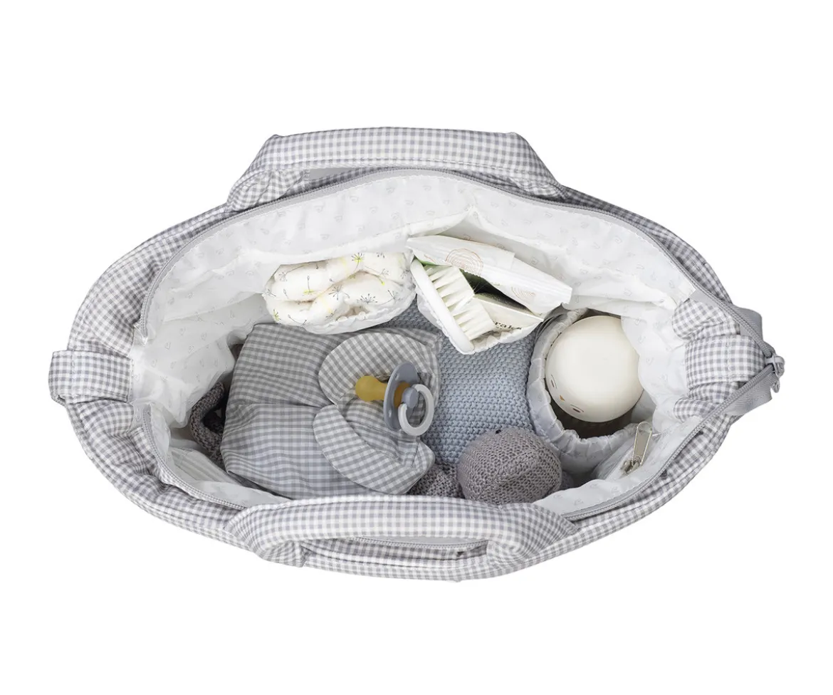 Bolsa Canastilla Little Bloom Vichy Gris