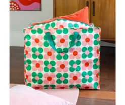 Bolsa de Almacenaje Jumbo Pink and Green Daisy