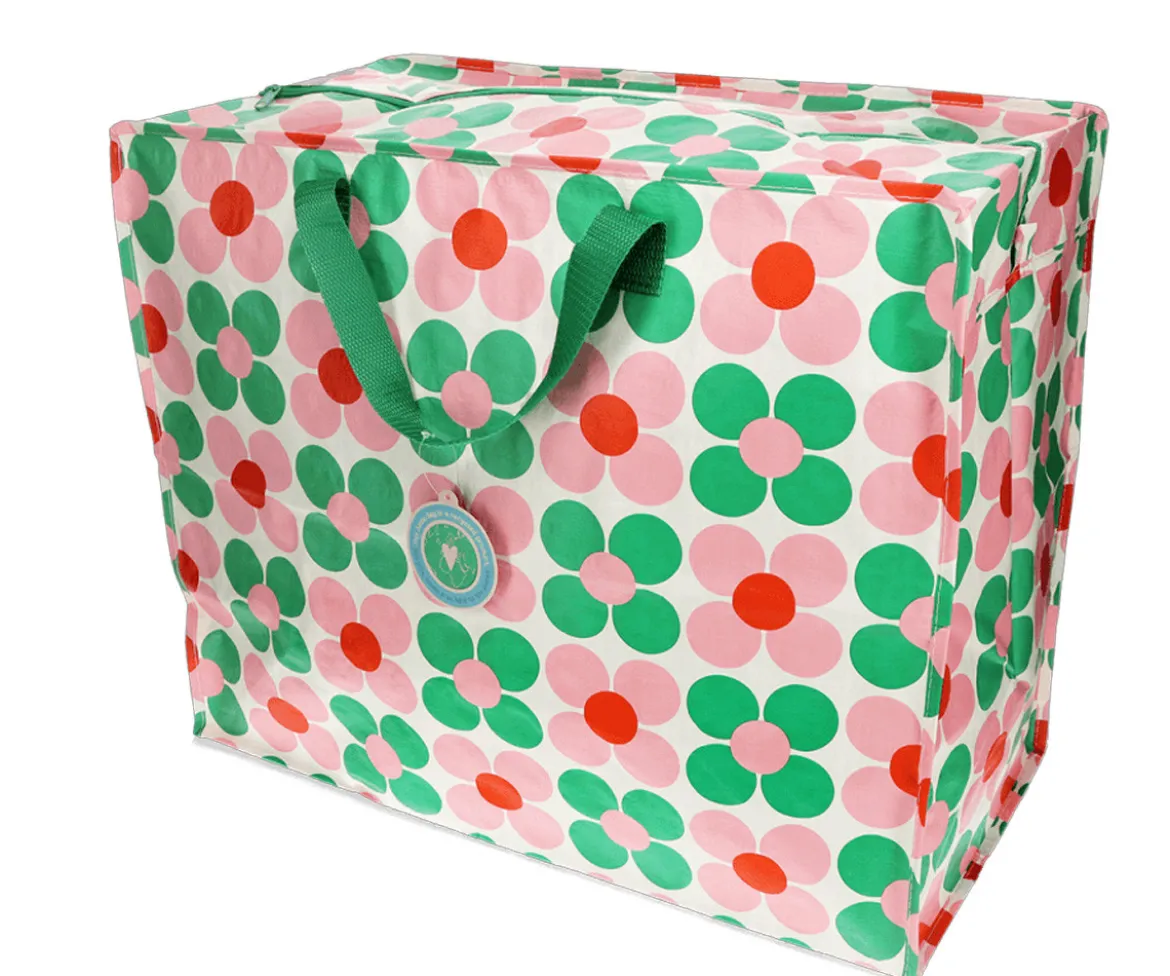 Bolsa de Almacenaje Jumbo Pink and Green Daisy