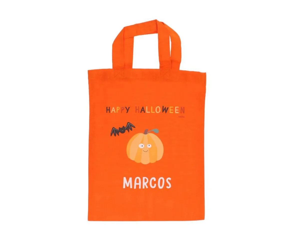 Bolsa Naranja Truco o Trato Halloween Personalizable