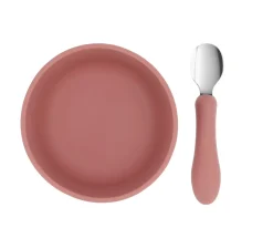 Bol Silicona + Cuchara Acero Brick Blush