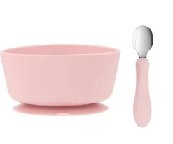 Bol Silicona + Cuchara Acero Light Pink