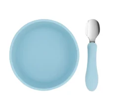 Bol Silicona + Cuchara Acero Sky Blue