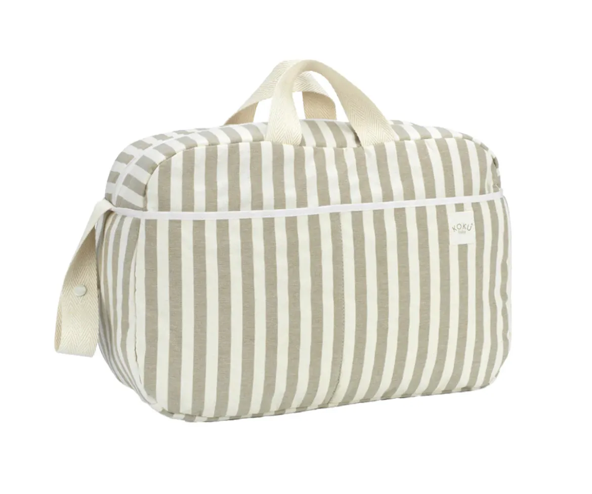 Bolso Maternidad Stripe Topo Green Personalizable