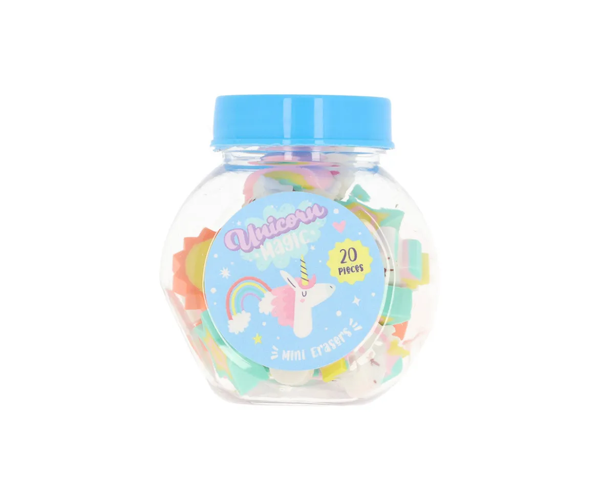 Bote de Mini Gomas de Borrar Unicornio Mágico