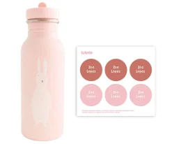 Botella Acero Trixie Mrs.Rabbit 500ml + 6 Pegatinas Redondas Rose Regalo