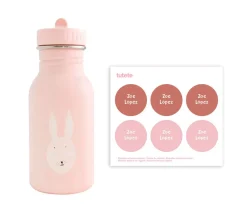 Botella Acero Trixie Mrs. Rabbit 350ml + 6 Pegatinas Redondas Rose Regalo