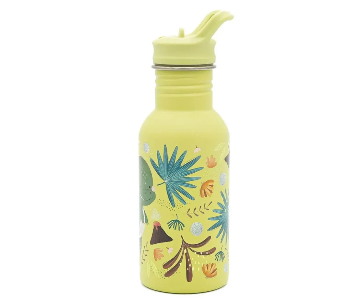 Botella de Acero con Pajita Dinosaurio 500ml