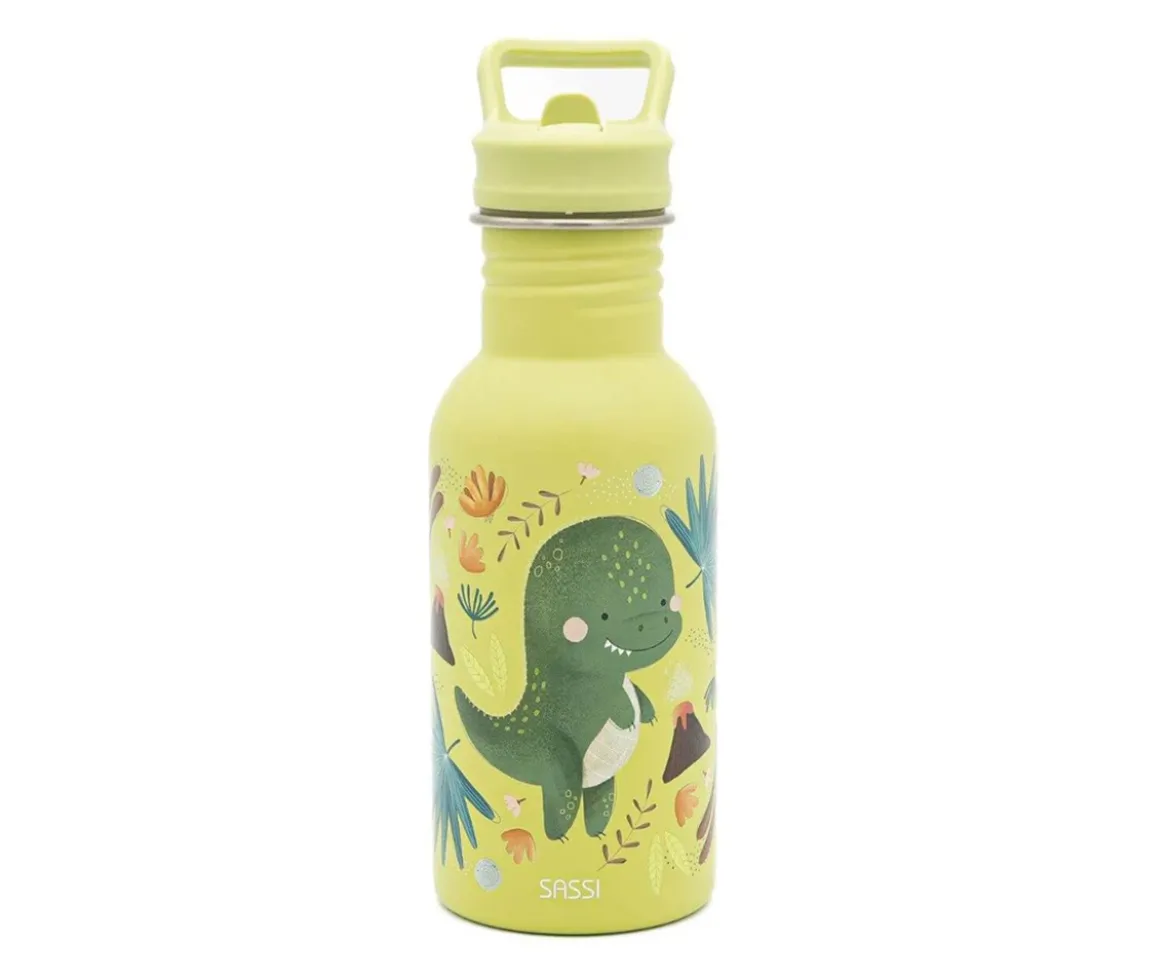Botella de Acero con Pajita Dinosaurio 500ml