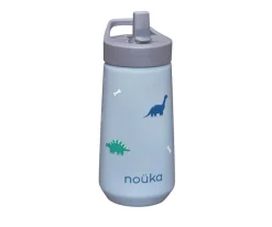 Botella de Plástico Flip-Top con Pajita 400ml Dino