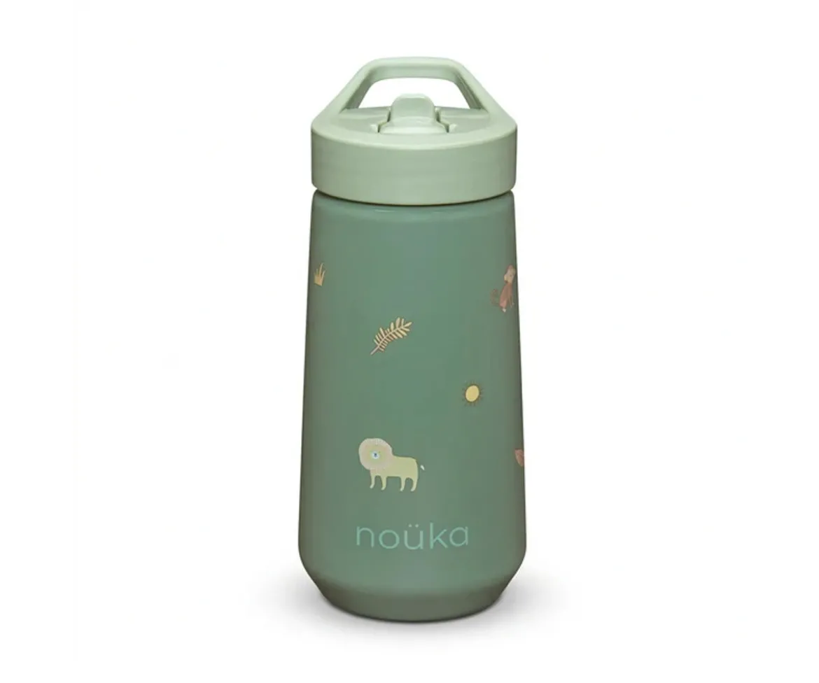 Botella de Plástico Flip-Top con Pajita 400ml Safari