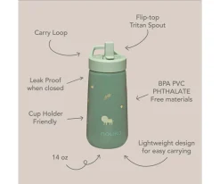 Botella de Plástico Flip-Top con Pajita 400ml Safari