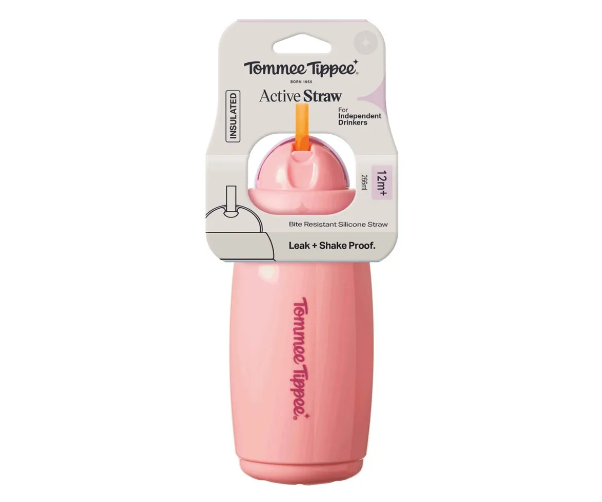 Botella Isotérmica Antigoteo con Pajita Rosa Pastel 266ml