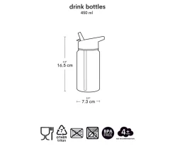 Botella Plástico con Pajita Personalizable Animal Friends 450ml
