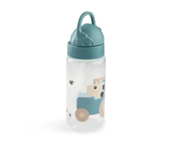 Botella Plástico con Pajita Tiny Farm Blue 350ml