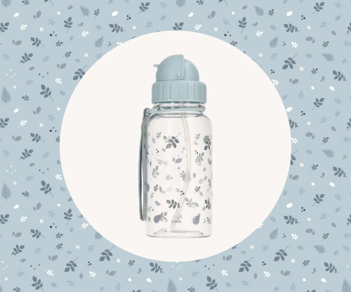 Botella Plástico Leaves Blue Personalizable
