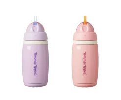 Botellas Isotérmicas Antigoteo con Pajita Morado/Rosa Pastel 266ml