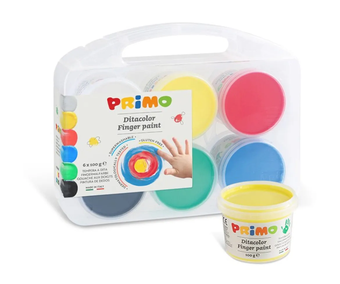 6 Botes de Pintura para Dedos con Maletín