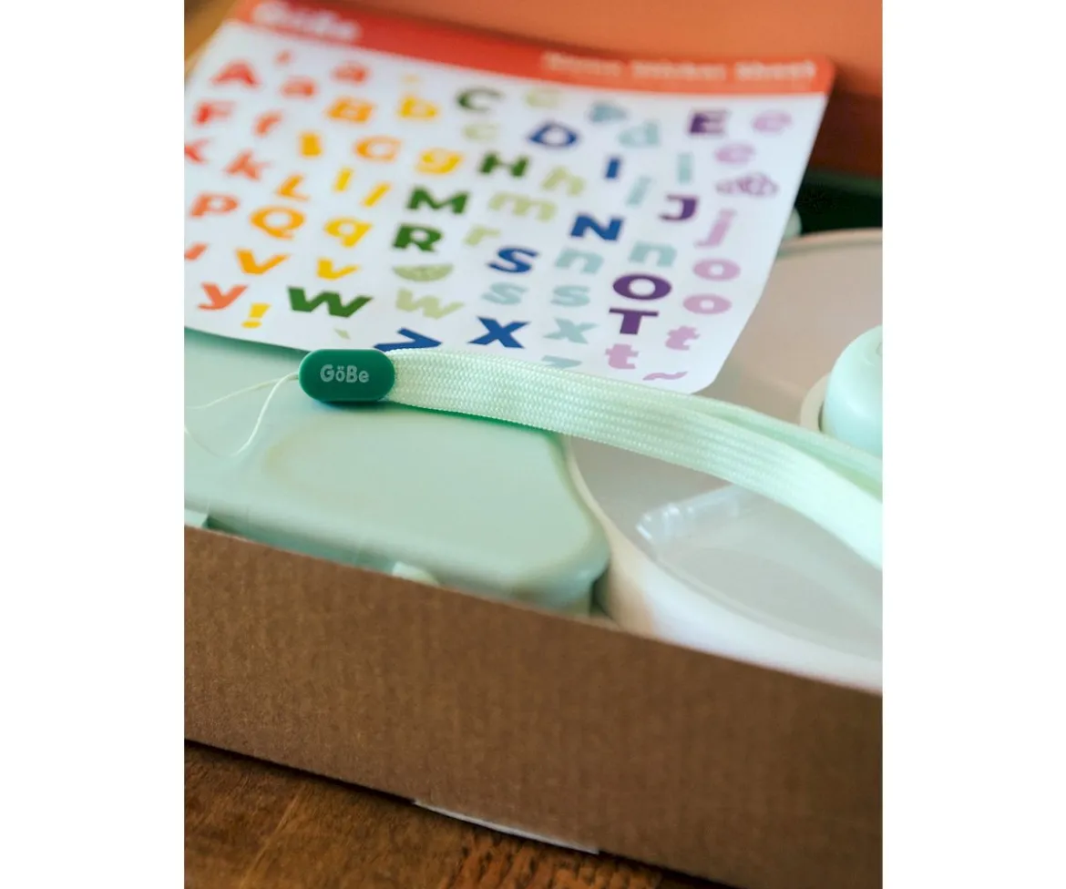 Caja Almuerzo Snack Spinner Flip, Correa de Mano y Hoja de Pegatinas Mint Green