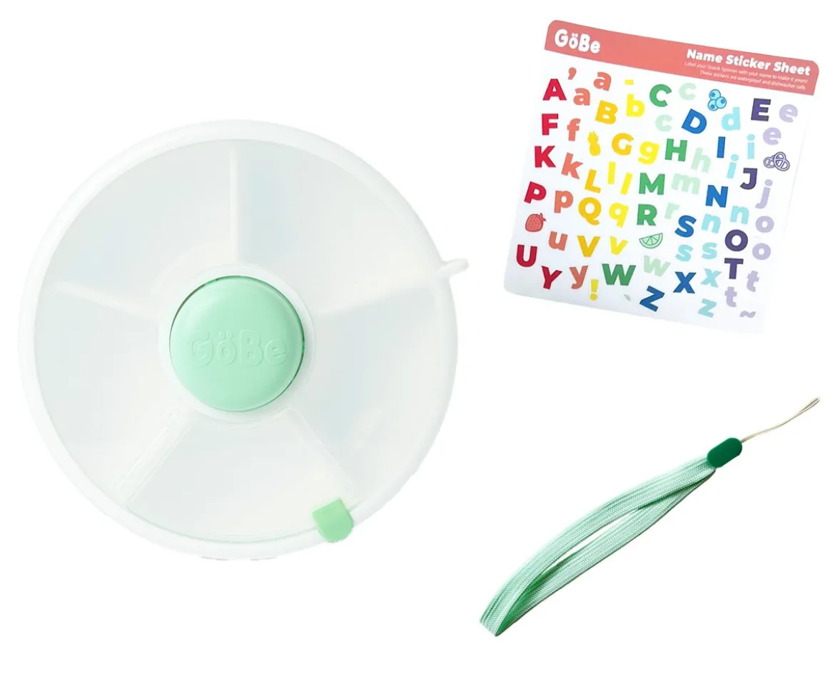 Caja Almuerzo Snack Spinner Flip, Correa de Mano y Hoja de Pegatinas Mint Green