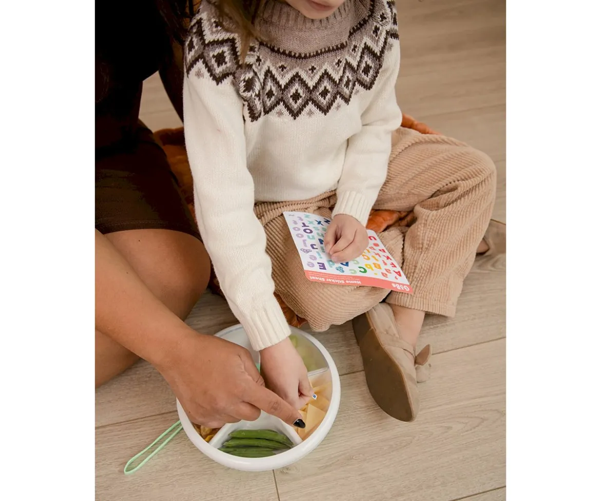 Caja Almuerzo Snack Spinner Flip, Correa de Mano y Hoja de Pegatinas Mint Green