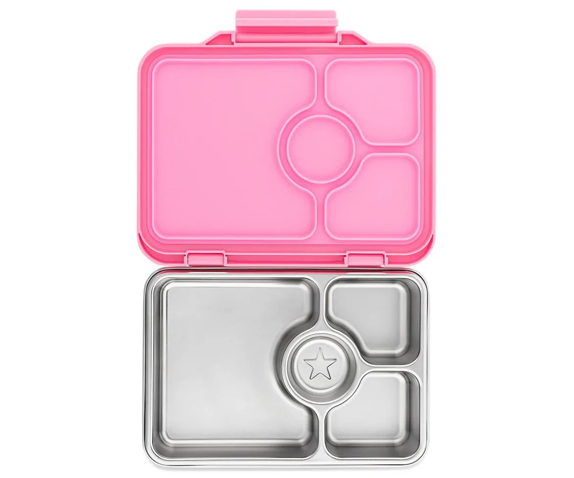 Caja Almuerzo Yumbox Pret Acero Rosa 4 Compartimentos