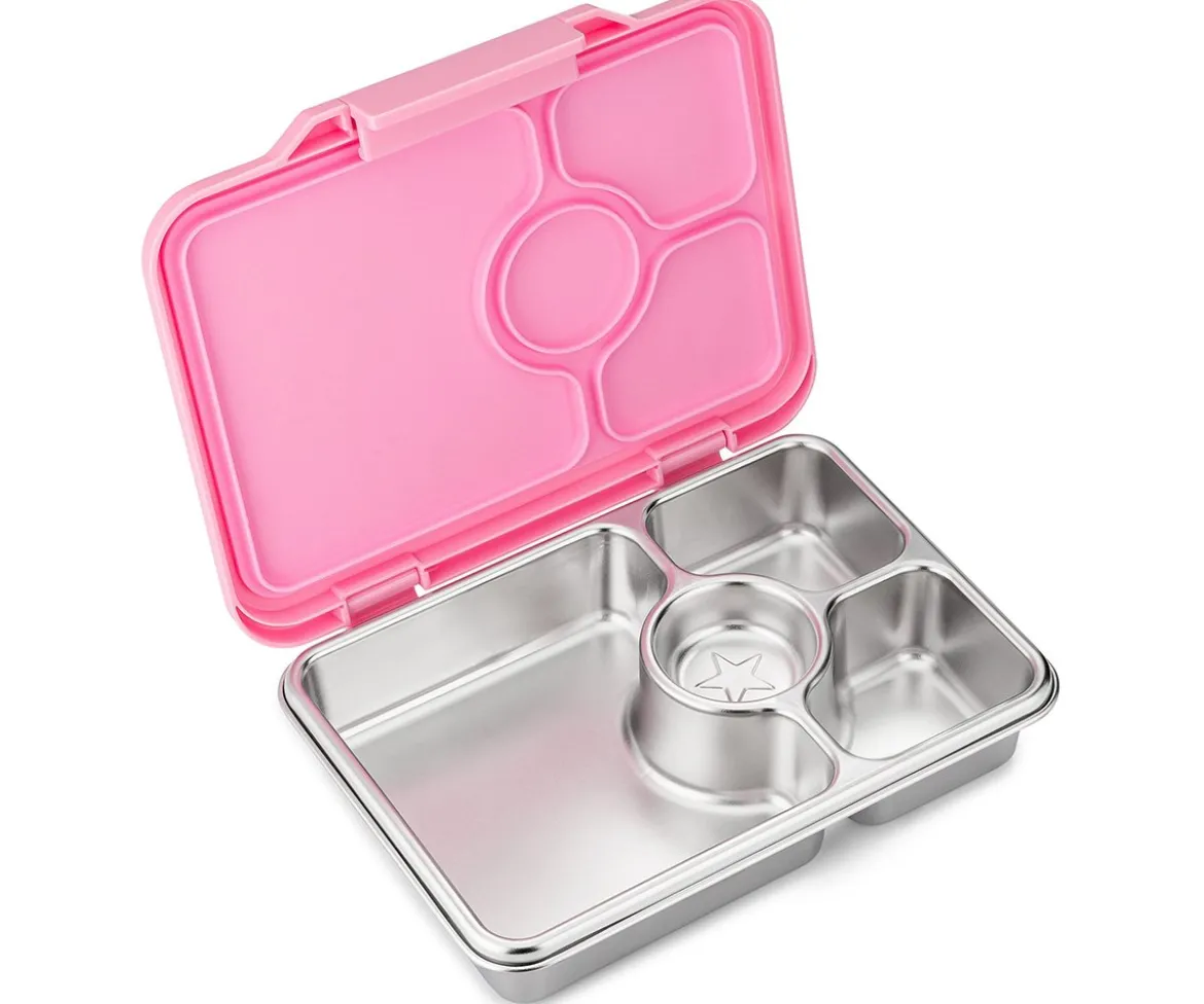 Caja Almuerzo Yumbox Pret Acero Rosa 4 Compartimentos
