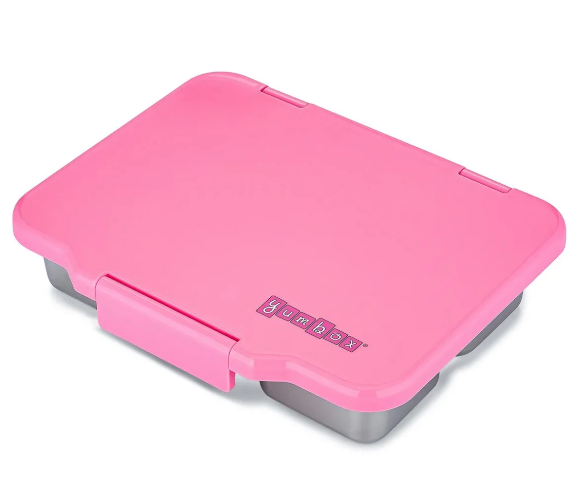Caja Almuerzo Yumbox Pret Acero Rosa 4 Compartimentos
