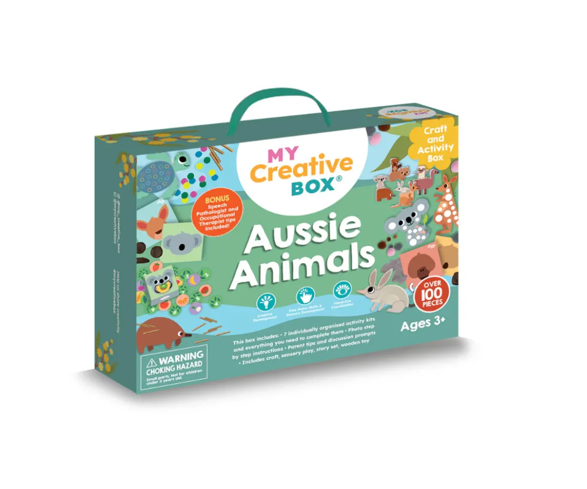 Caja de Actividades Sensoriales con Collage Aussie Animals