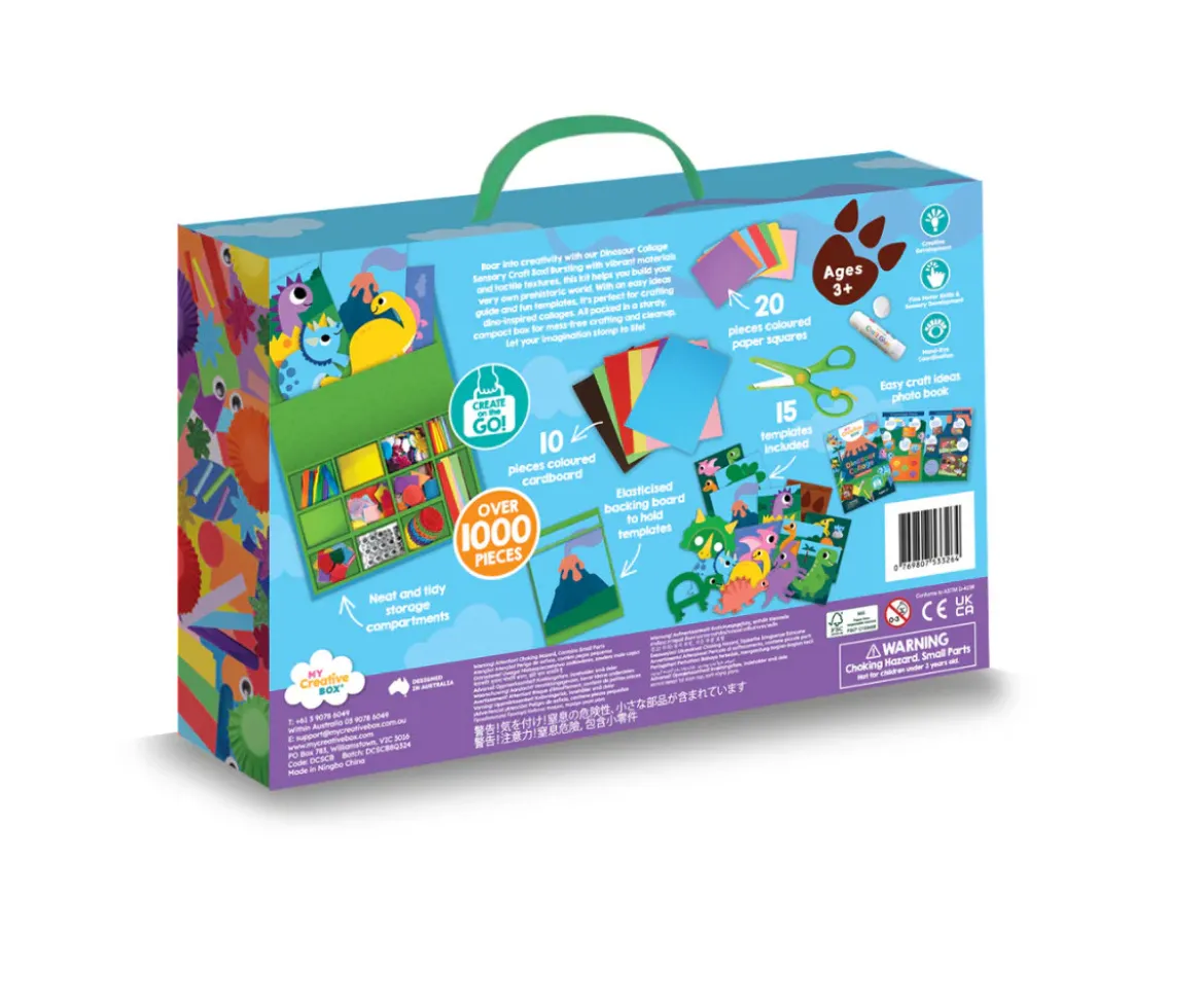 Caja de Actividades Sensoriales con Collage Dinosaur