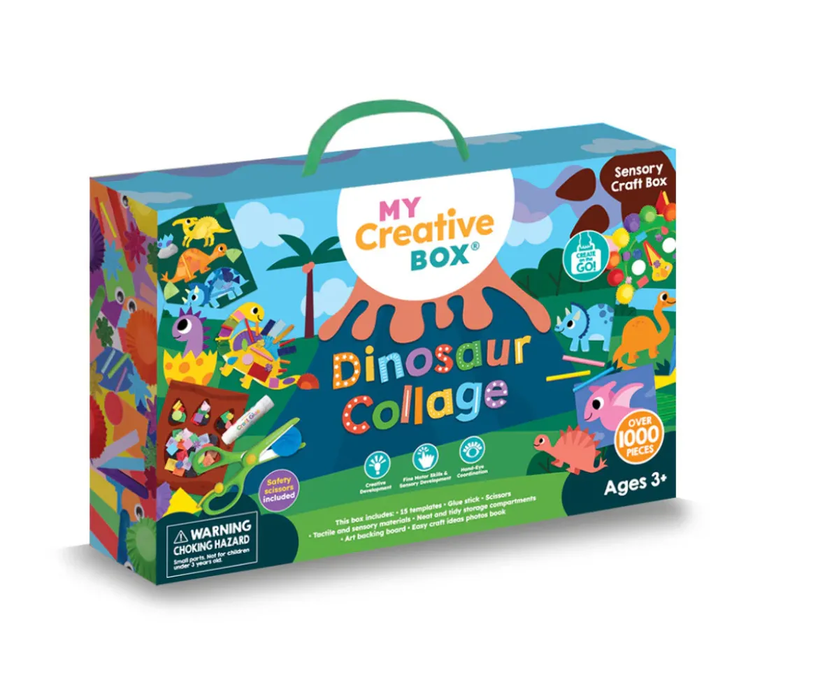 Caja de Actividades Sensoriales con Collage Dinosaur