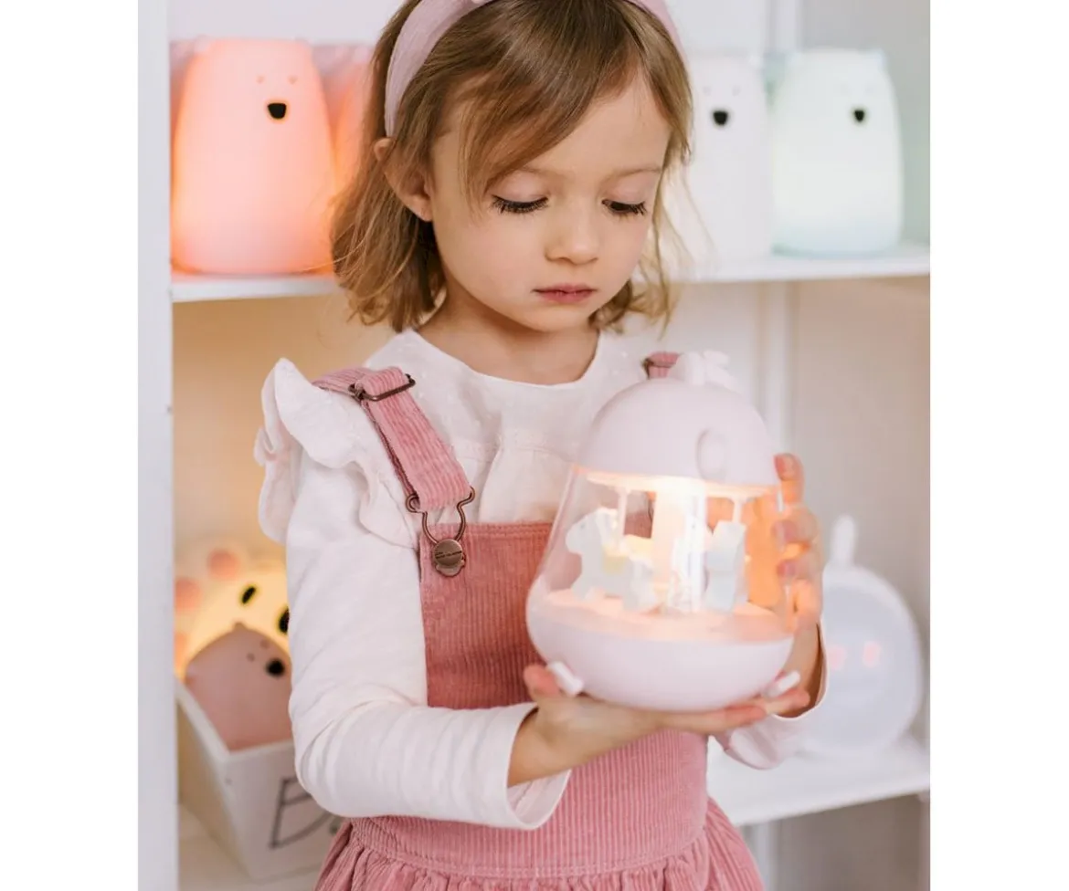 Caja de Música Carrusel con Lámpara Chicklet Rosa