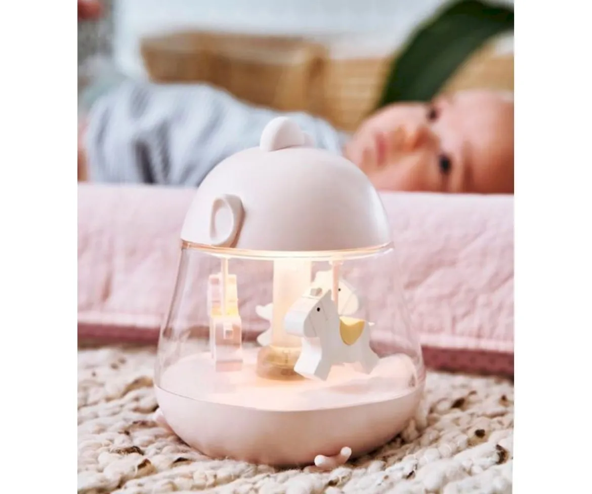 Caja de Música Carrusel con Lámpara Chicklet Rosa