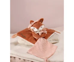 Caja Regalo Doudou Personalizable Zorro Mina con Sujetachupetes